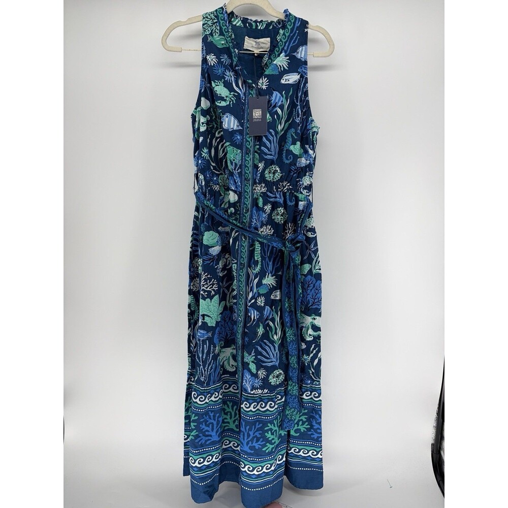 NWT Printfresh Coast To Coast Oceania Organic Cotton Button Beach Cottage Small